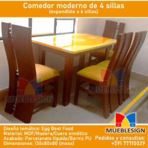 Mueblesign: Comedor Moderno de 4 sillas, diseño temático: Egg Best Food