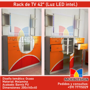 Mueblesign: Cómoda Rack para TV 40 plg. Diseño Temático: El Ocaso