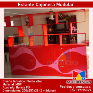 Mueblesign: Estante Cajonera Modular, Diseño temático: Fluido VItal