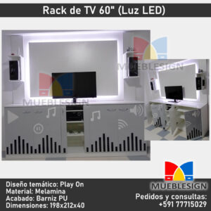 Mueblesign: Rack Moderno de TV de 60 plg. Diseño temático: Play On