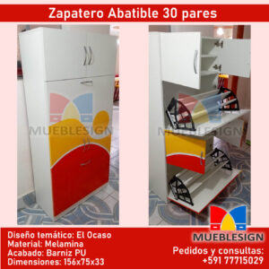 Mueblesign: Zapatero Abatible de 30 pares. Diseño temático: EL Ocaso